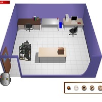 Animated picture of a computer monitor showing brain image with CT Scanner in background